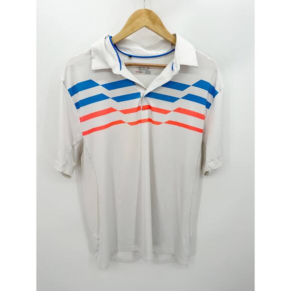 Under Armour HeatGear Loose Fit White Striped Polo Shirt Men's Size Large L - Picture 1 of 9